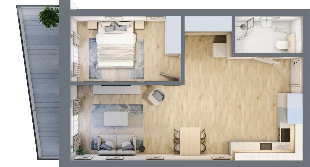 2 pokoje, apartament 51,17 m², piętro 1, oferta nr G/1.21, Rogowo Pearl, Rogowo, ul. Rezydencyjna