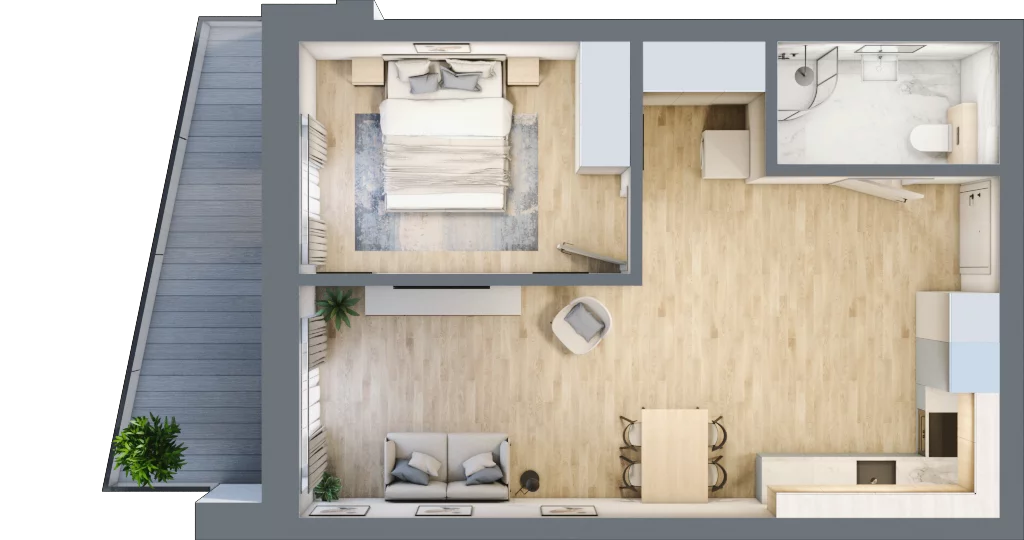 2 pokoje, apartament 46,62 m², piętro 3, oferta nr G/3.17, Rogowo Pearl, Rogowo, ul. Rezydencyjna