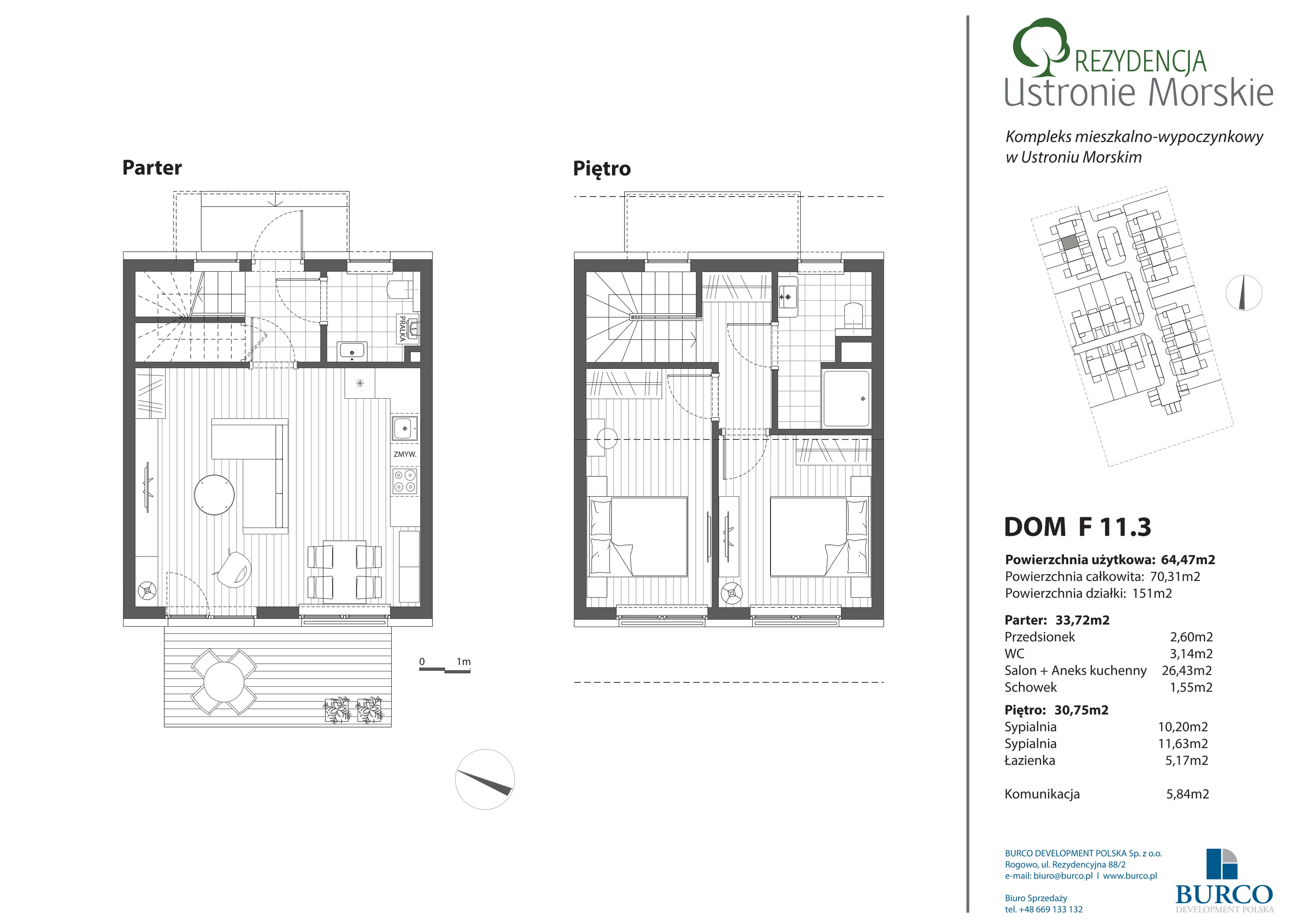 Dom 70,31 m², oferta nr F11.3, Rezydencja Ustronie Morskie - domy szeregowe z ogrodem i basenem, Ustronie Morskie, ul. Zachodnia