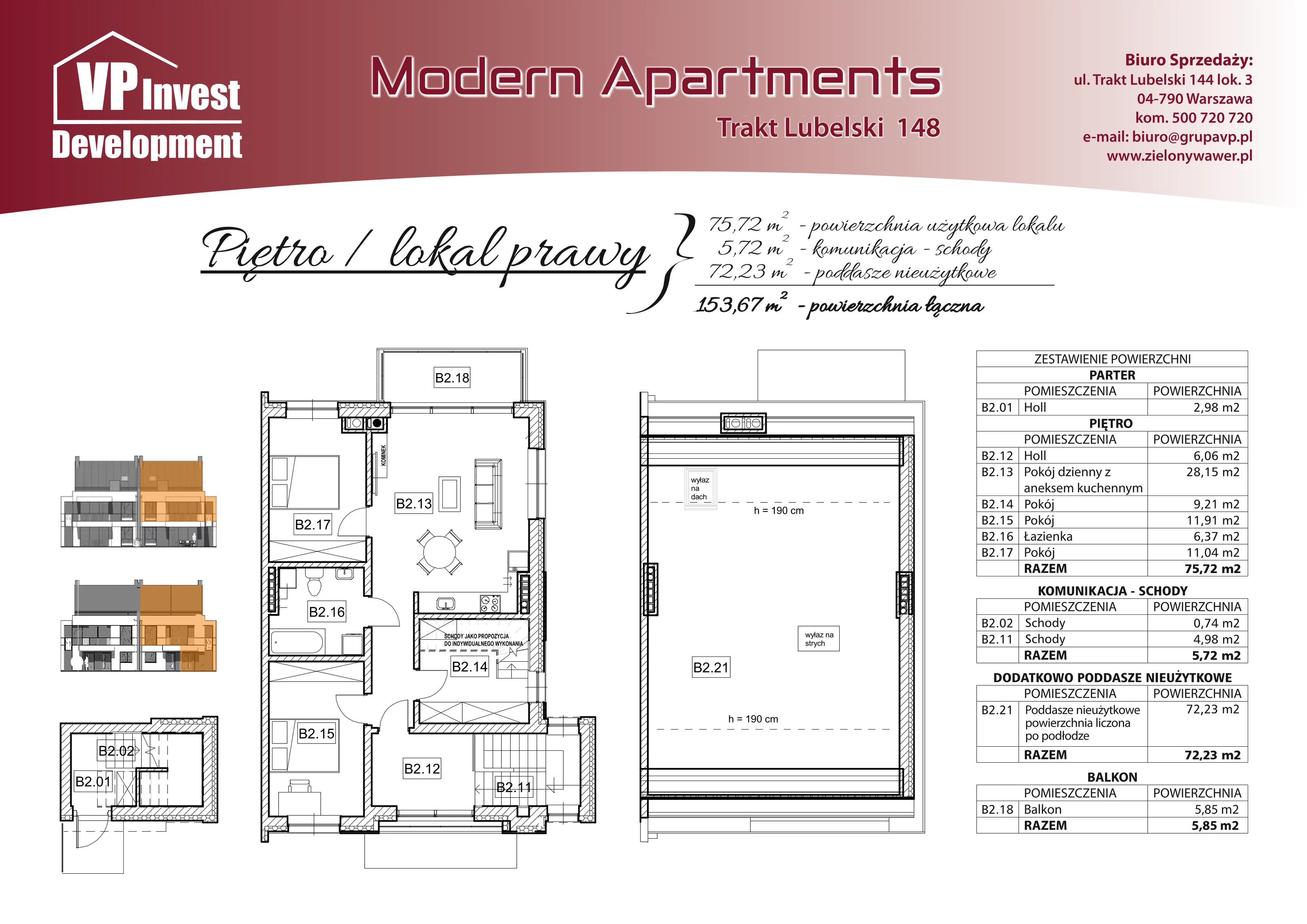 Mieszkanie 72,74 m², piętro 1, oferta nr M2/1/4, Modern Apartments, Warszawa, Wawer, Zerzeń, Trakt Lubelski 148