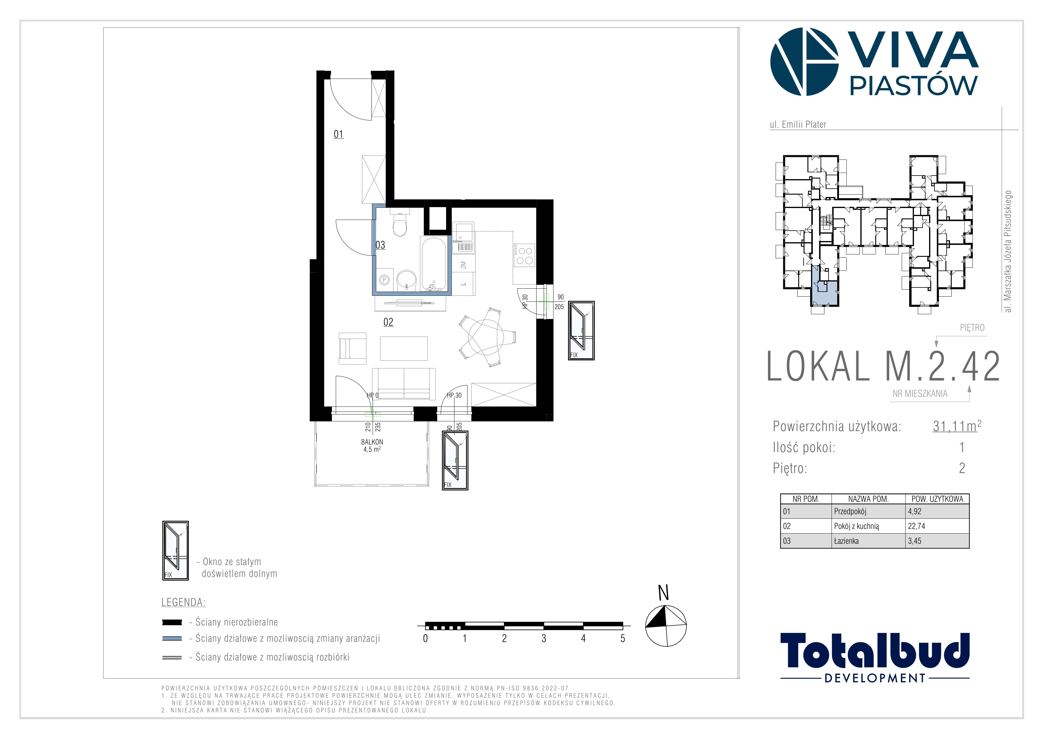 1 pokój, mieszkanie 31,00 m², piętro 2, oferta nr M.2.42, Viva Piastów, Piastów, ul. Emilii Plater 13