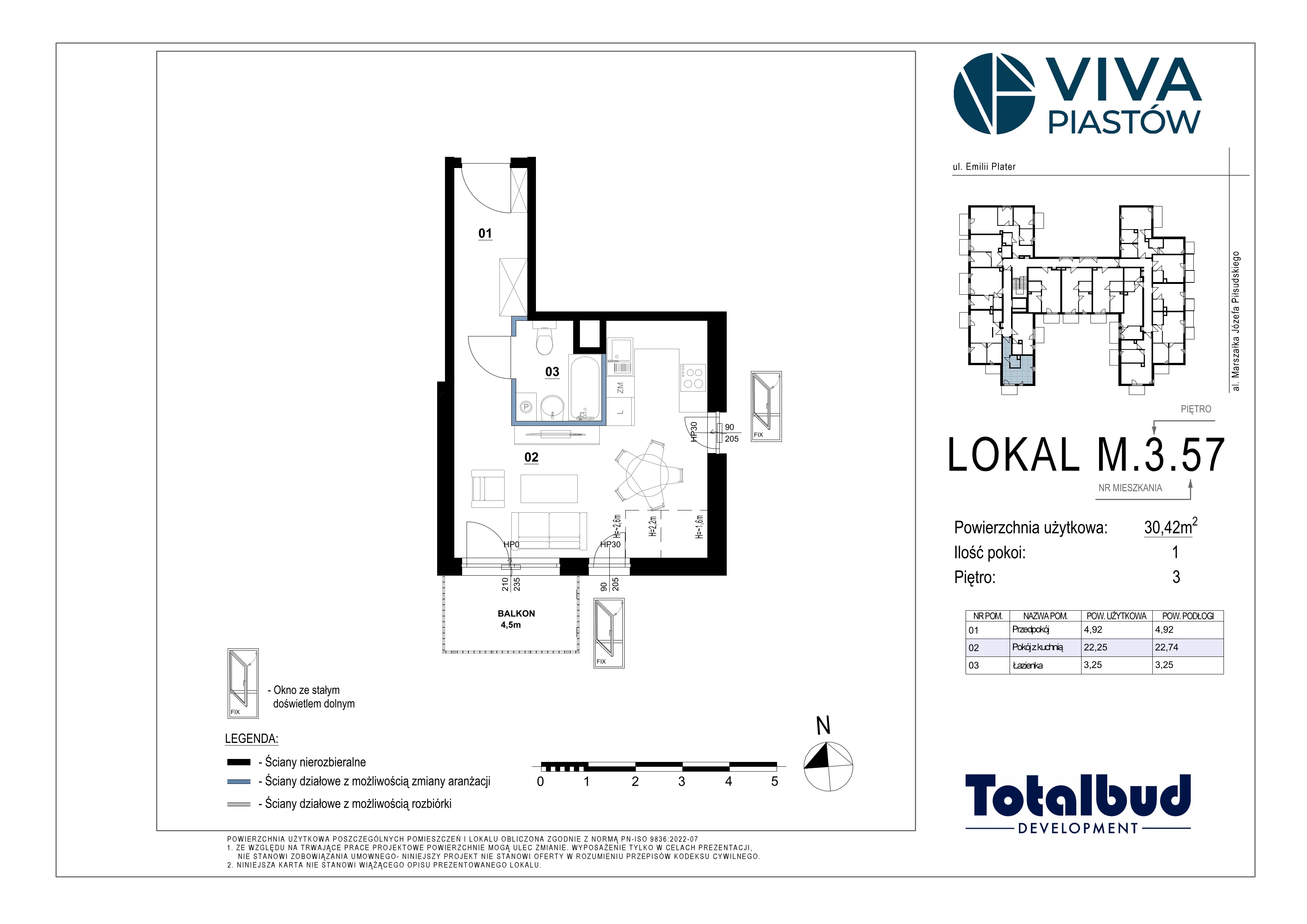 1 pokój, mieszkanie 30,42 m², piętro 3, oferta nr M.3.57, Viva Piastów, Piastów, ul. Emilii Plater 13