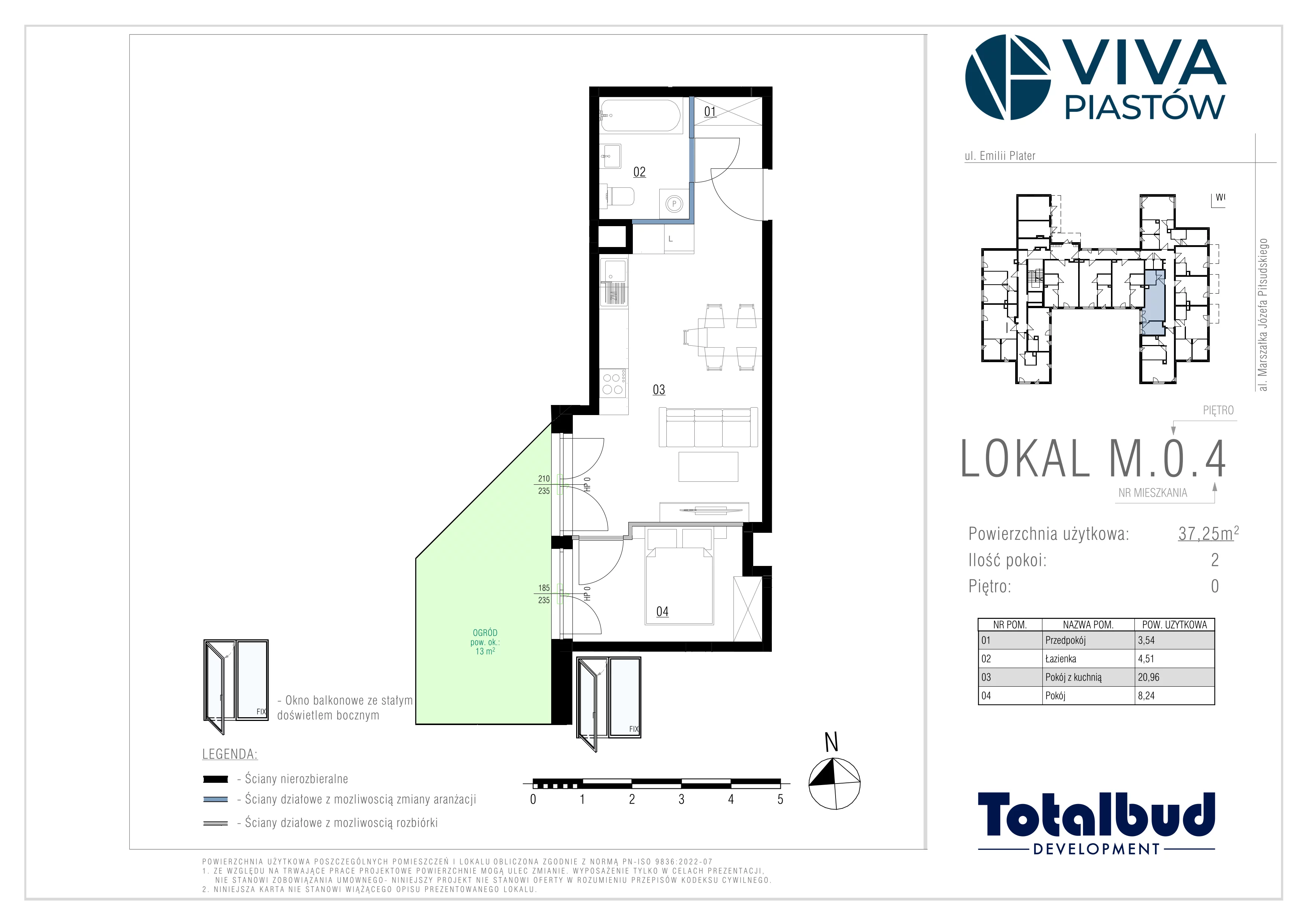 2 pokoje, mieszkanie 37,25 m², parter, oferta nr M.0.4, Viva Piastów, Piastów, ul. Emilii Plater 13