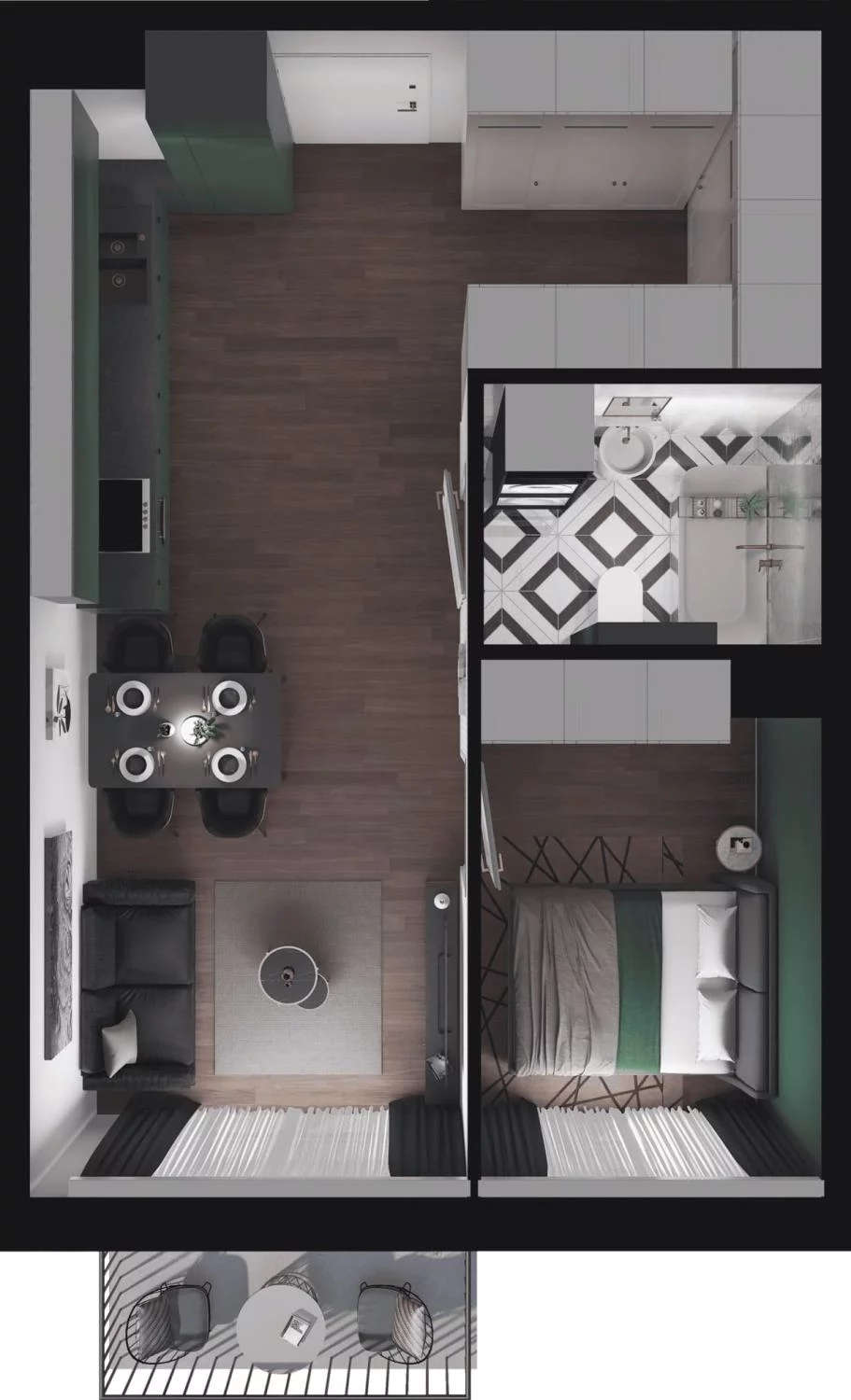 2 pokoje, mieszkanie 41,08 m², piętro 1, oferta nr M.1.15, Viva Piastów, Piastów, ul. Emilii Plater 13