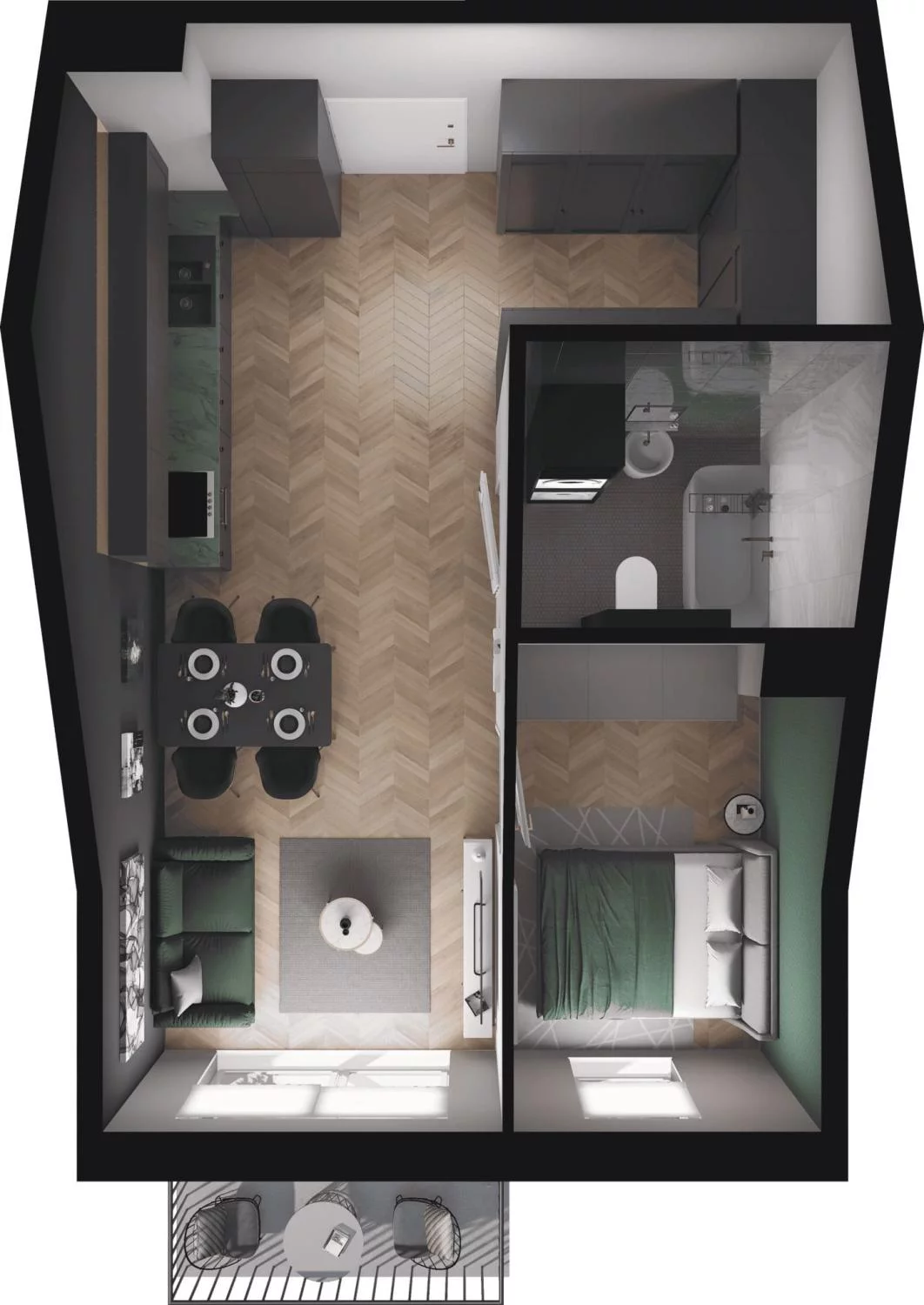 2 pokoje, mieszkanie 41,08 m², piętro 3, oferta nr M.3.45, Viva Piastów, Piastów, ul. Emilii Plater 13