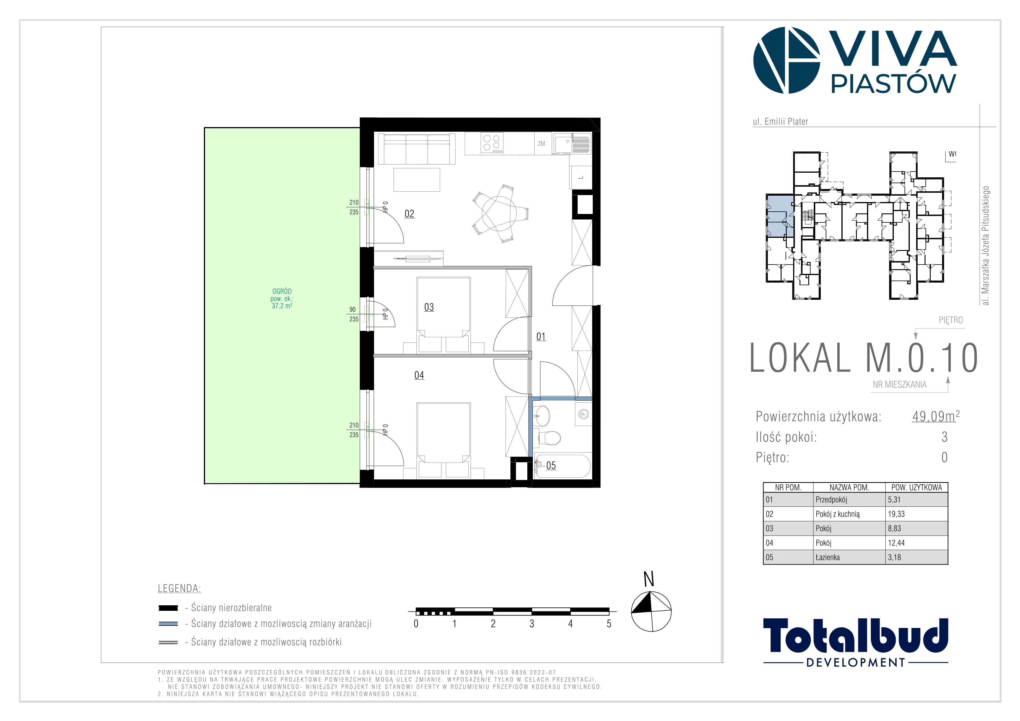 3 pokoje, mieszkanie 49,00 m², parter, oferta nr M.0.10, Viva Piastów, Piastów, ul. Emilii Plater 13