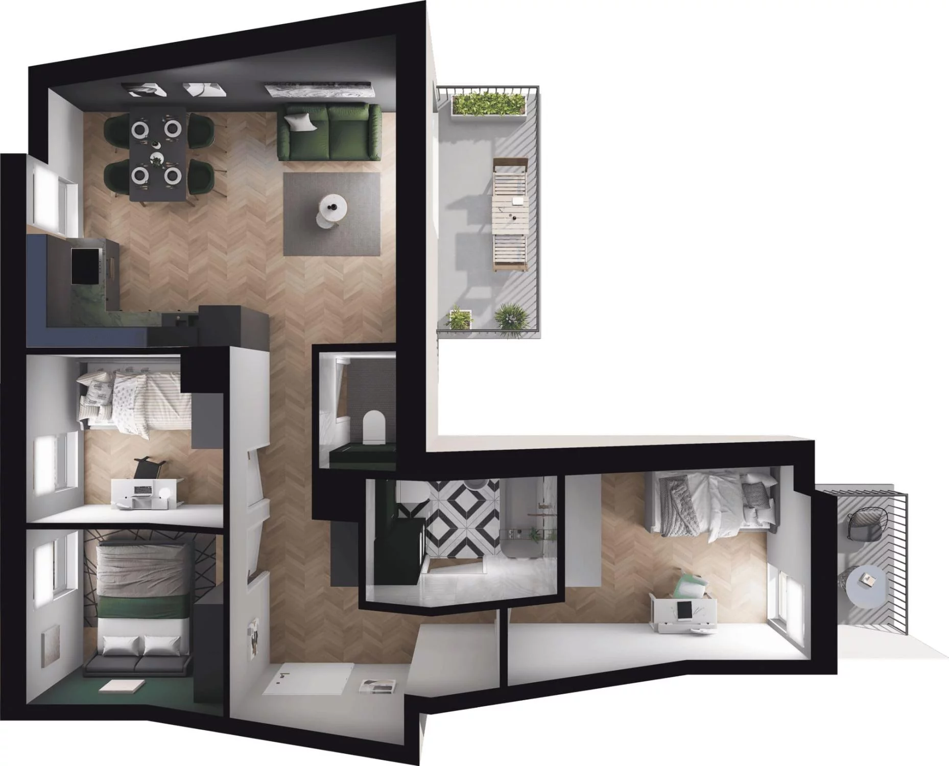 4 pokoje, mieszkanie 59,52 m², piętro 3, oferta nr M.3.52, Viva Piastów, Piastów, ul. Emilii Plater 13