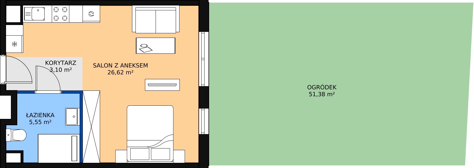 Zalety mieszkania 35.32 m², A.0.2