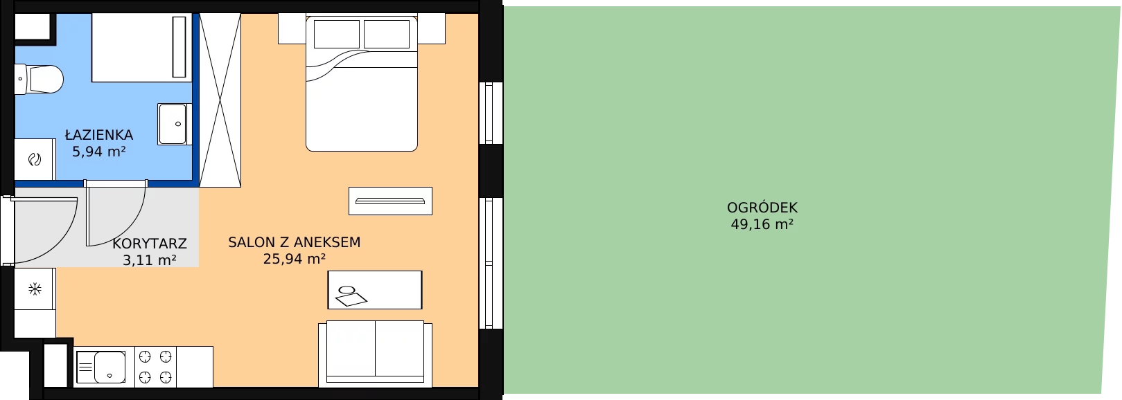 Zalety mieszkania 34.99 m², A.0.3