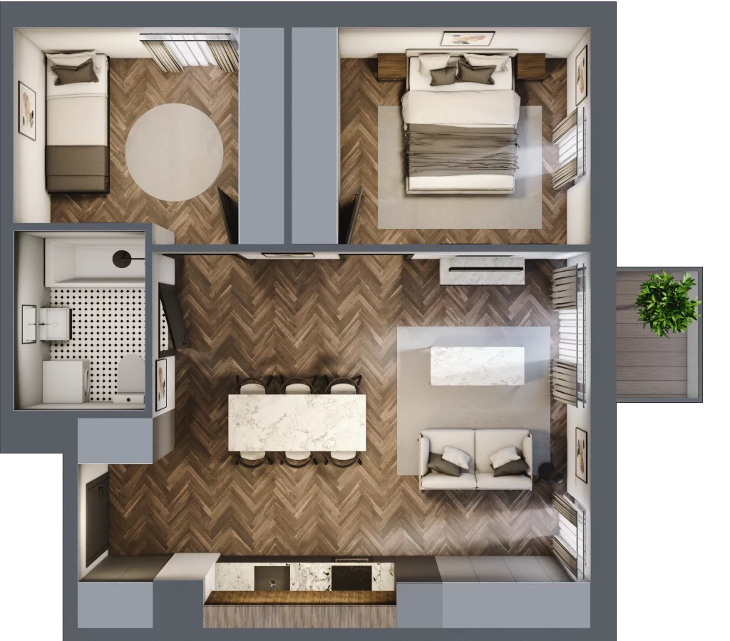 3 pokoje, mieszkanie 55,27 m², piętro 1, oferta nr A.1.09, Jabłonova, Piaseczno, ul. Jabłoniowa