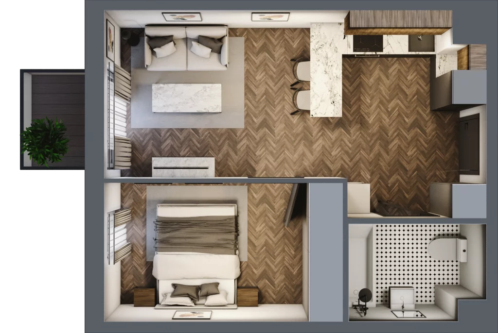 2 pokoje, mieszkanie 35,42 m², piętro 1, oferta nr A.1.15, Jabłonova, Piaseczno, ul. Jabłoniowa