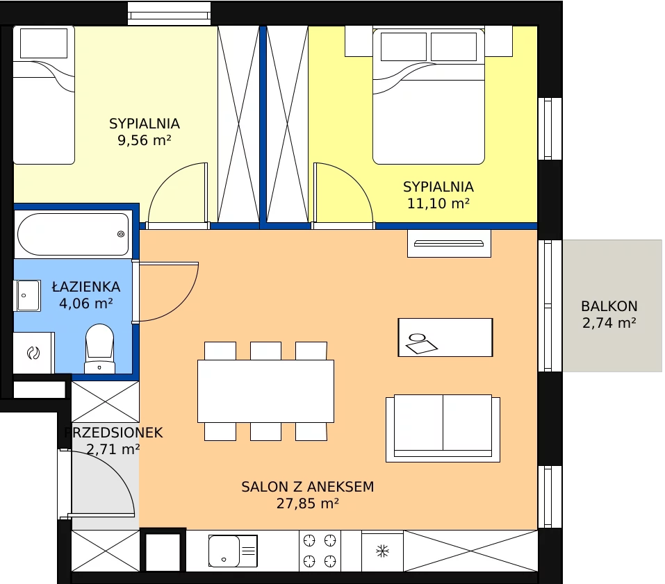 Zalety mieszkania 55.28 m², A.4.33