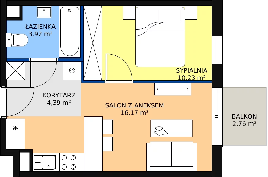 Zalety mieszkania 34.71 m², A.4.35