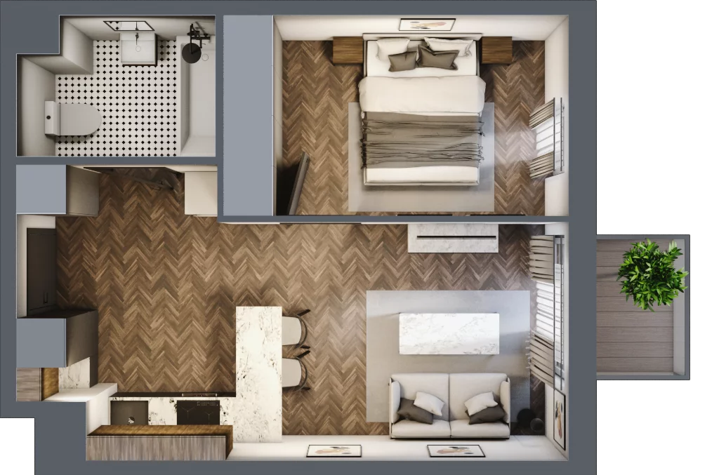 2 pokoje, mieszkanie 34,71 m², piętro 4, oferta nr A.4.35, Jabłonova, Piaseczno, ul. Jabłoniowa