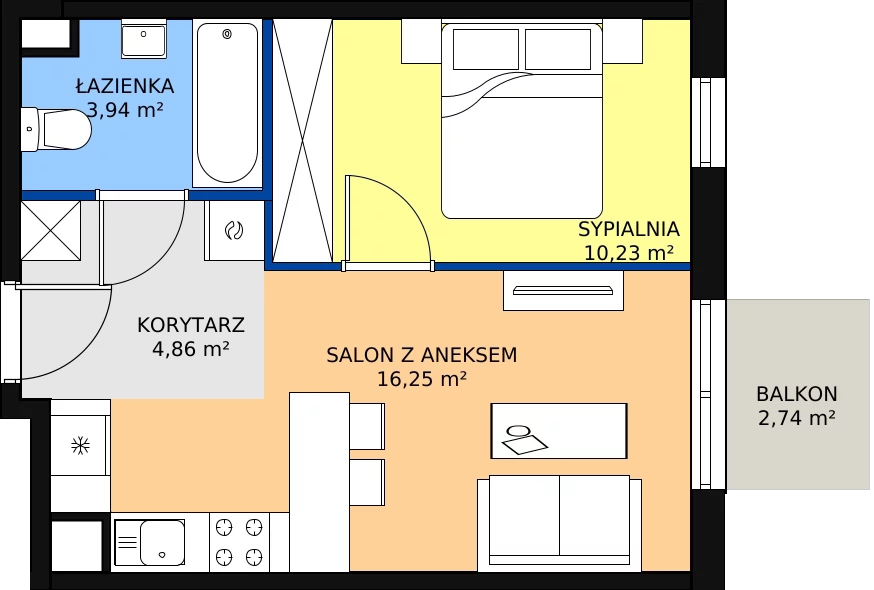 Zalety mieszkania 35.28 m², A.4.36