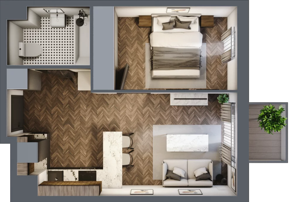 2 pokoje, mieszkanie 35,28 m², piętro 4, oferta nr A.4.36, Jabłonova, Piaseczno, ul. Jabłoniowa