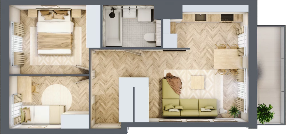 3 pokoje, mieszkanie 50,74 m², piętro 1, oferta nr A.P1.03, Mirabelki 5, Warszawa, Białołęka, Brzeziny, ul. Mirabelki 5
