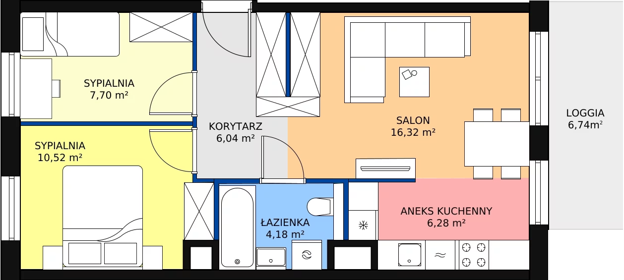 Zalety mieszkania 51.04 m², A.P1.05
