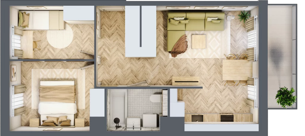 3 pokoje, mieszkanie 51,04 m², piętro 1, oferta nr A.P1.05, Mirabelki 5, Warszawa, Białołęka, Brzeziny, ul. Mirabelki 5