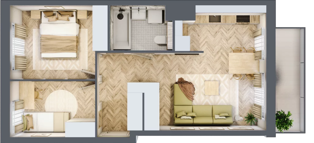 3 pokoje, mieszkanie 50,74 m², piętro 2, oferta nr A.P2.06, Mirabelki 5, Warszawa, Białołęka, Brzeziny, ul. Mirabelki 5