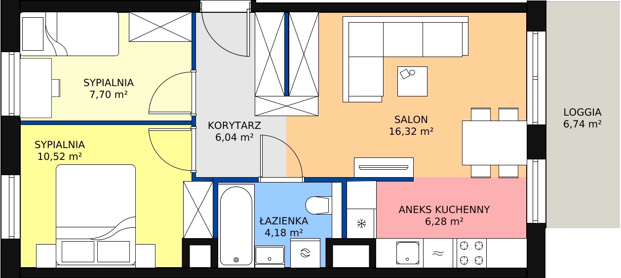 Zalety mieszkania 51.04 m², A.P2.08
