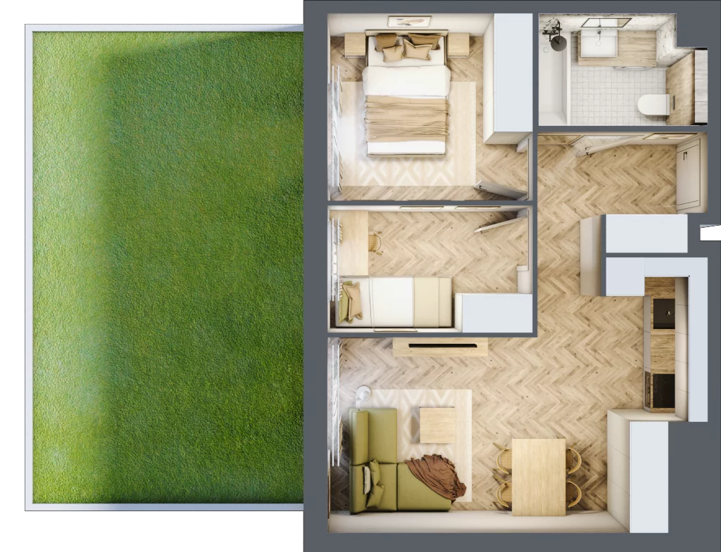 3 pokoje, mieszkanie 45,92 m², parter, oferta nr B.P0.09, Mirabelki 5, Warszawa, Białołęka, Brzeziny, ul. Mirabelki 5