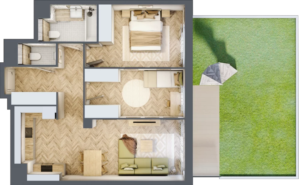 3 pokoje, mieszkanie 63,32 m², parter, oferta nr B.P0.15, Mirabelki 5, Warszawa, Białołęka, Brzeziny, ul. Mirabelki 5