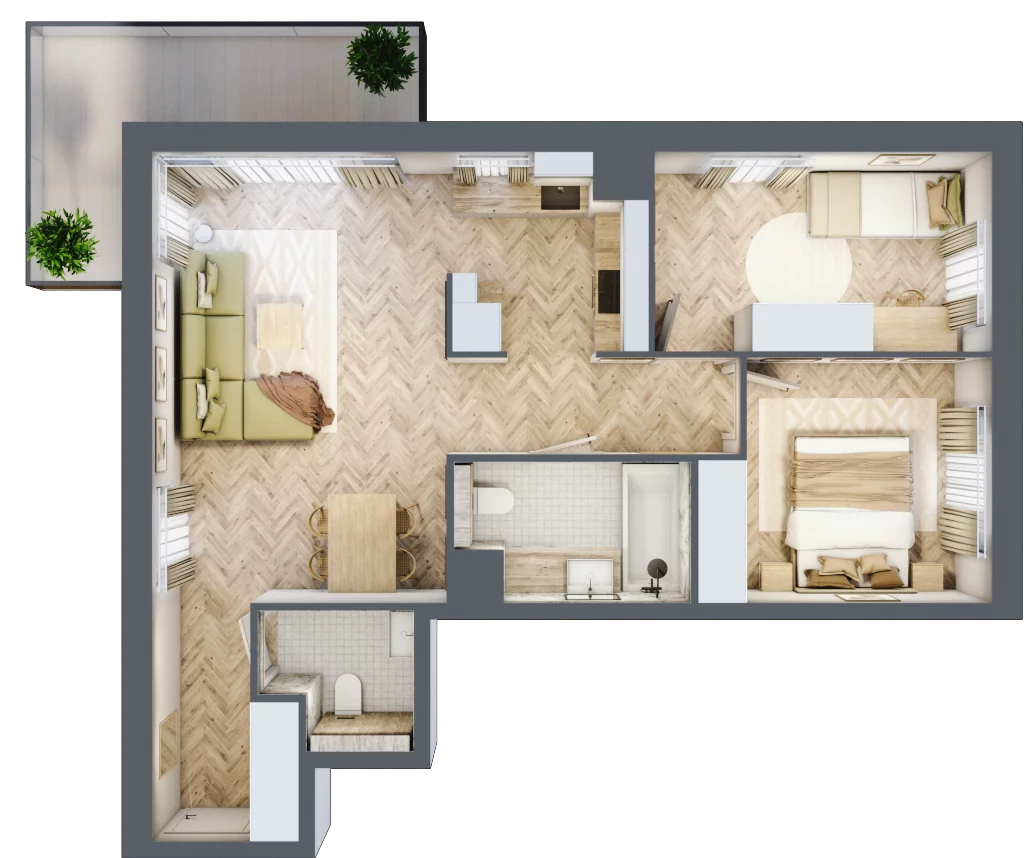 3 pokoje, mieszkanie 63,77 m², piętro 1, oferta nr B.P1.18, Mirabelki 5, Warszawa, Białołęka, Brzeziny, ul. Mirabelki 5