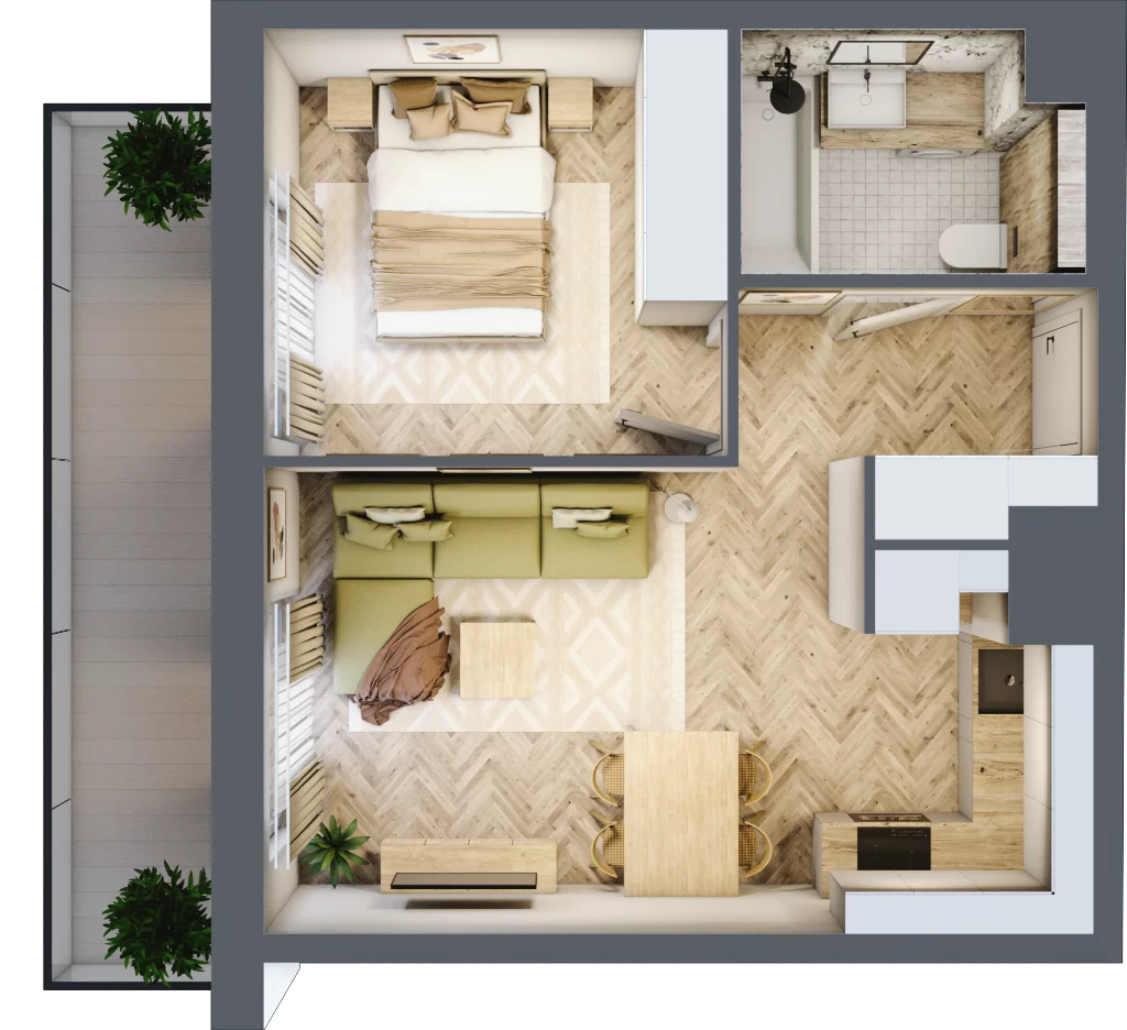 2 pokoje, mieszkanie 36,73 m², piętro 1, oferta nr B.P1.22, Mirabelki 5, Warszawa, Białołęka, Brzeziny, ul. Mirabelki 5