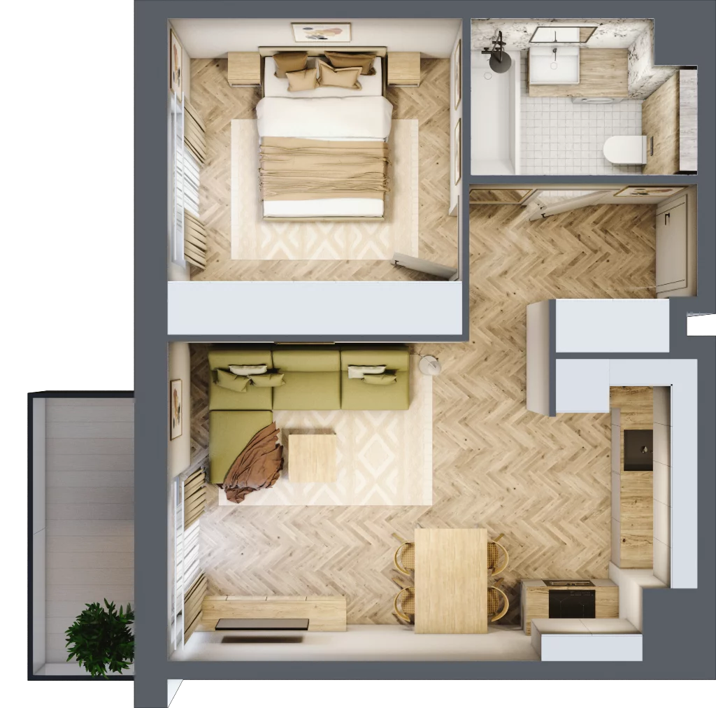 2 pokoje, mieszkanie 41,30 m², piętro 1, oferta nr B.P1.23, Mirabelki 5, Warszawa, Białołęka, Brzeziny, ul. Mirabelki 5