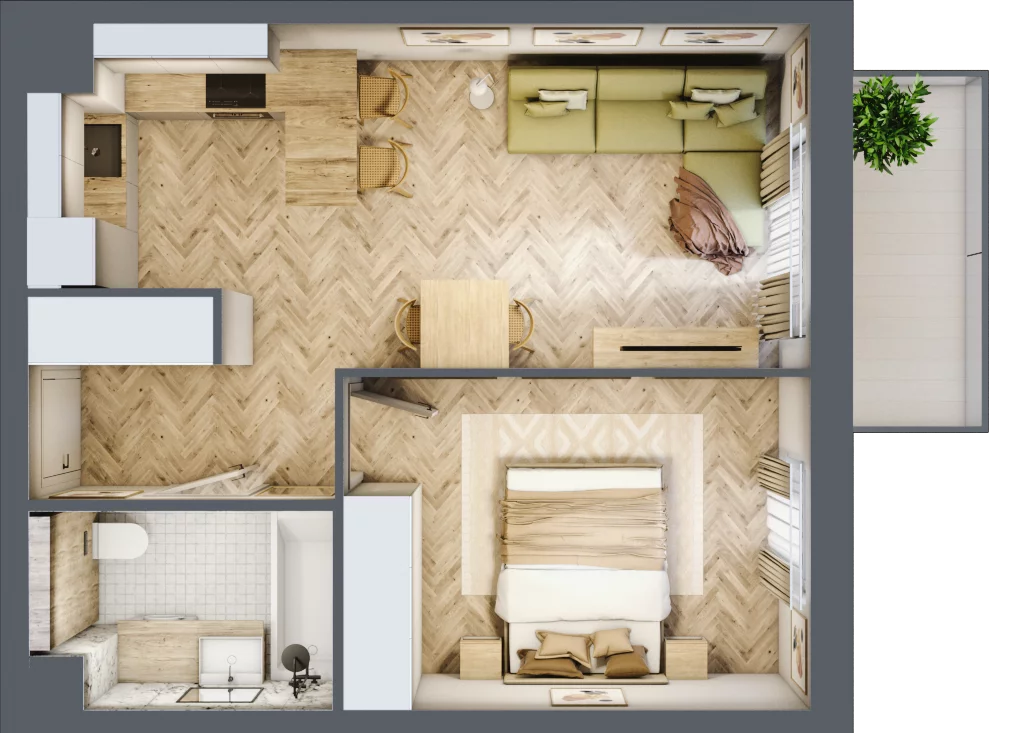 2 pokoje, mieszkanie 40,65 m², piętro 1, oferta nr B.P1.27, Mirabelki 5, Warszawa, Białołęka, Brzeziny, ul. Mirabelki 5
