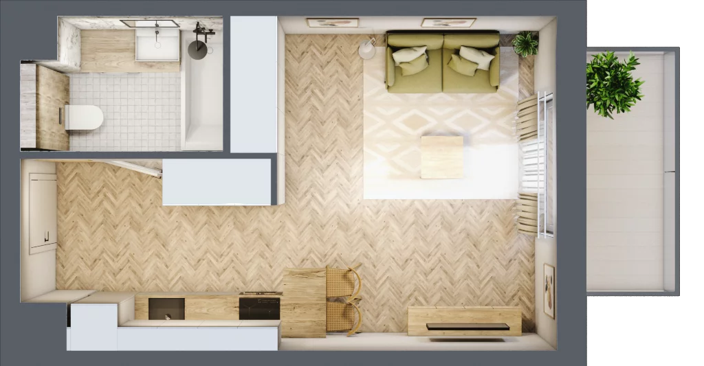 1 pokój, mieszkanie 28,69 m², piętro 1, oferta nr B.P1.28, Mirabelki 5, Warszawa, Białołęka, Brzeziny, ul. Mirabelki 5