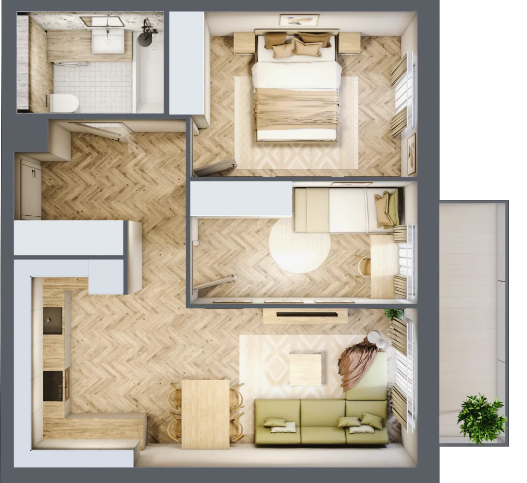 3 pokoje, mieszkanie 53,05 m², piętro 1, oferta nr B.P1.29, Mirabelki 5, Warszawa, Białołęka, Brzeziny, ul. Mirabelki 5
