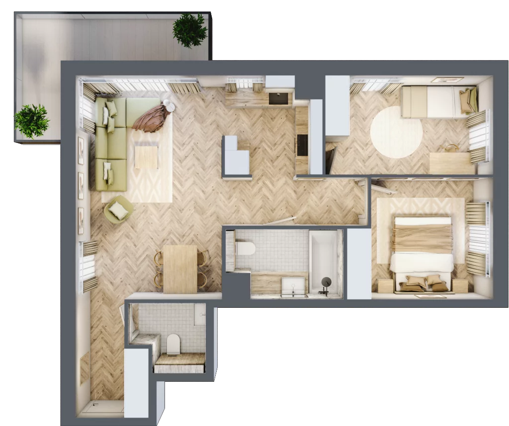 3 pokoje, mieszkanie 63,77 m², piętro 2, oferta nr B.P2.30, Mirabelki 5, Warszawa, Białołęka, Brzeziny, ul. Mirabelki 5