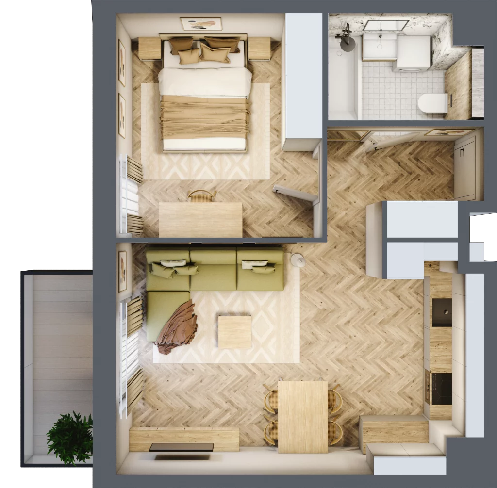 2 pokoje, mieszkanie 43,27 m², piętro 2, oferta nr B.P2.36, Mirabelki 5, Warszawa, Białołęka, Brzeziny, ul. Mirabelki 5