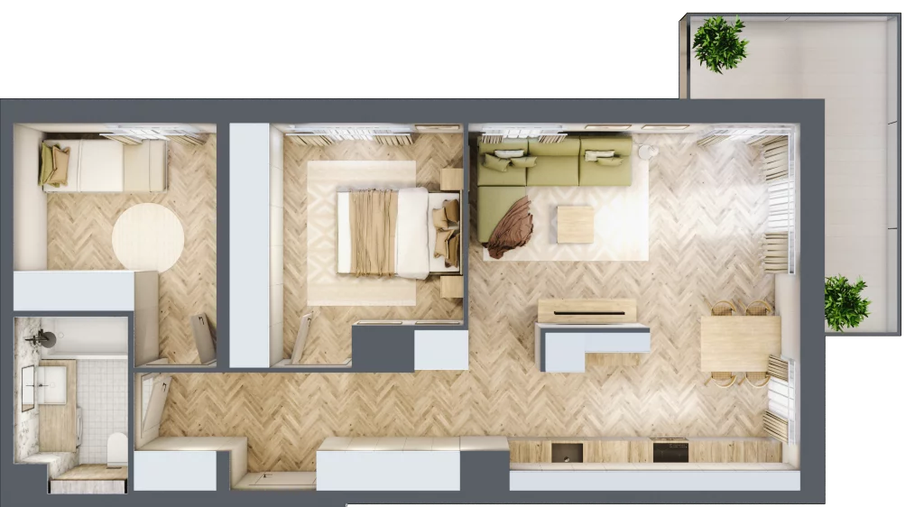 3 pokoje, mieszkanie 64,22 m², piętro 2, oferta nr B.P2.38, Mirabelki 5, Warszawa, Białołęka, Brzeziny, ul. Mirabelki 5