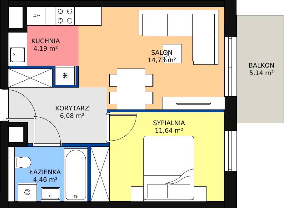 Zalety mieszkania 41.1 m², B.P2.40