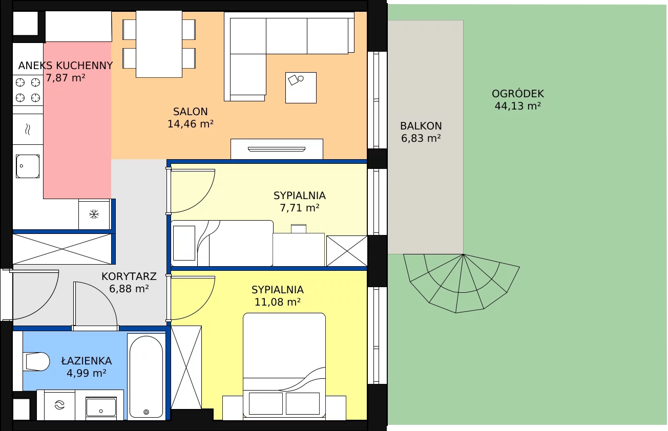 Zalety mieszkania 52.99 m², C.P0.43