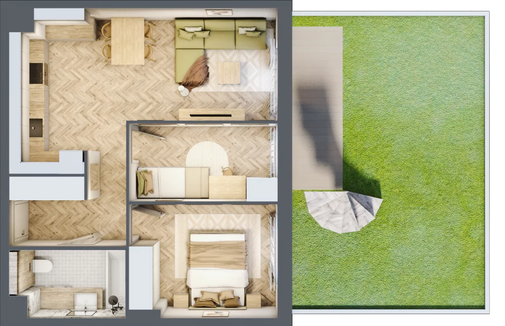3 pokoje, mieszkanie 52,99 m², parter, oferta nr C.P0.43, Mirabelki 5, Warszawa, Białołęka, Brzeziny, ul. Mirabelki 5