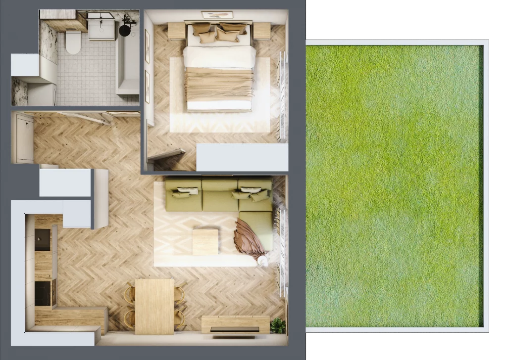 2 pokoje, mieszkanie 42,03 m², parter, oferta nr C.P0.51, Mirabelki 5, Warszawa, Białołęka, Brzeziny, ul. Mirabelki 5