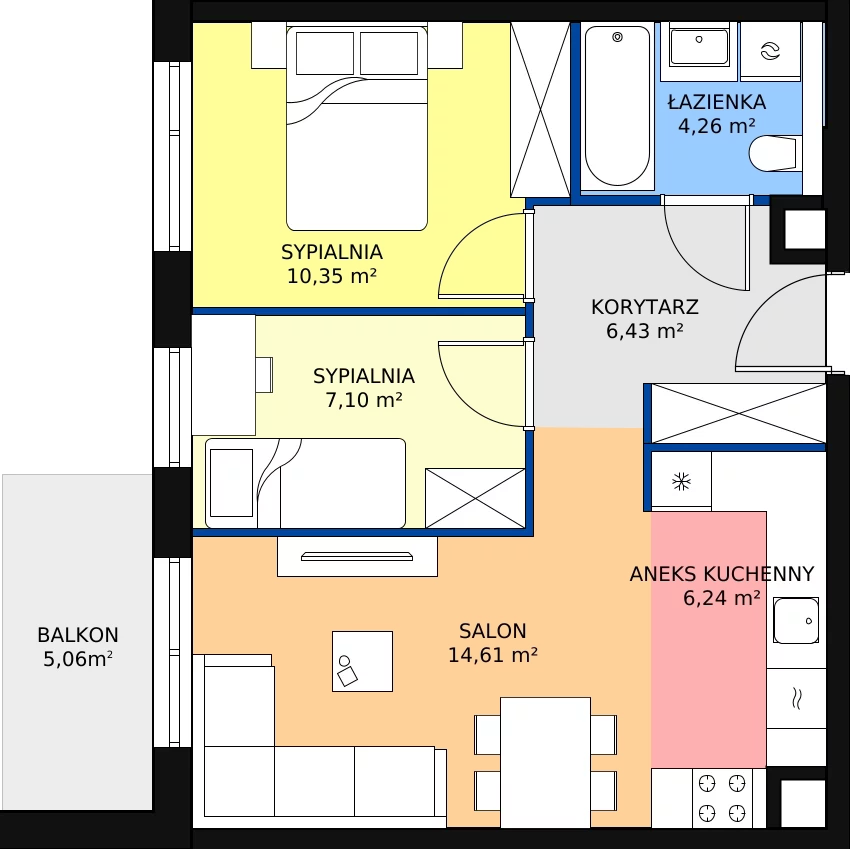 Zalety mieszkania 48.99 m², C.P1.52