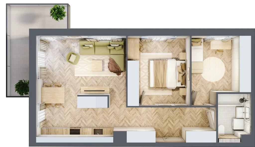 3 pokoje, mieszkanie 62,06 m², piętro 1, oferta nr C.P1.55, Mirabelki 5, Warszawa, Białołęka, Brzeziny, ul. Mirabelki 5