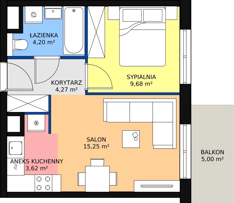 Zalety mieszkania 37.02 m², C.P1.58