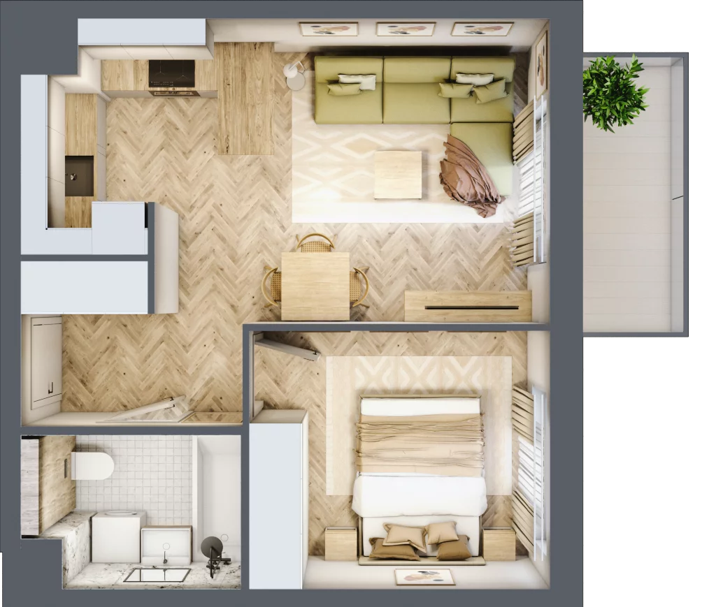 2 pokoje, mieszkanie 37,55 m², piętro 1, oferta nr C.P1.59, Mirabelki 5, Warszawa, Białołęka, Brzeziny, ul. Mirabelki 5