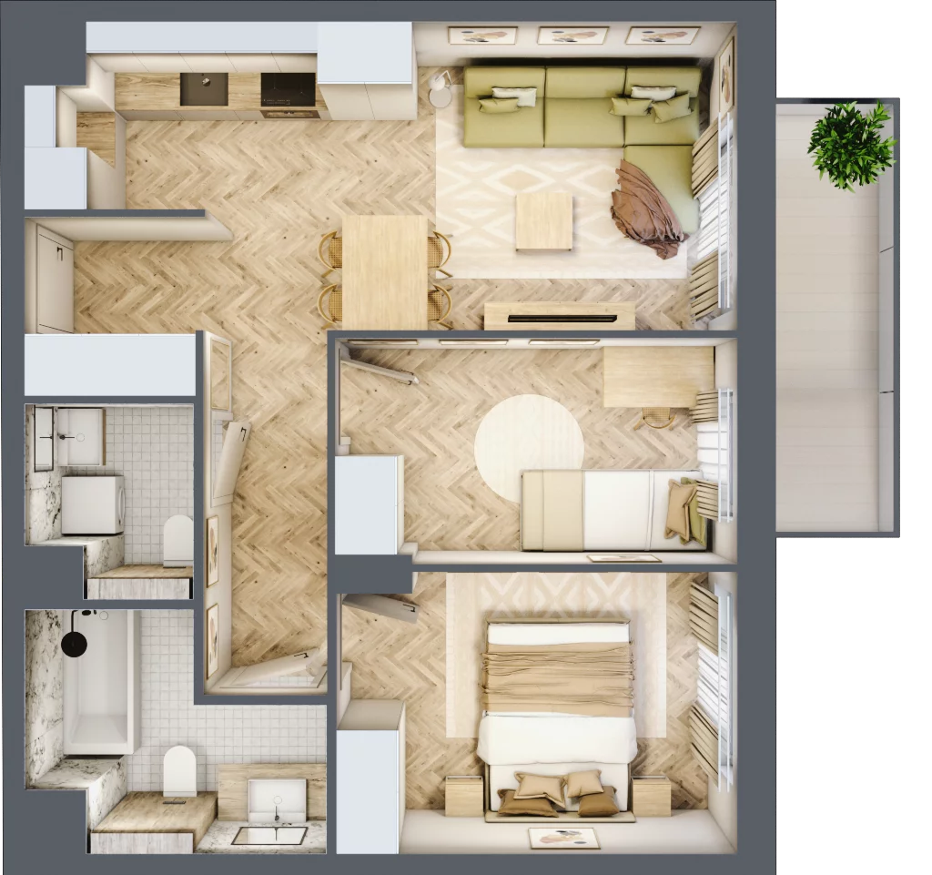 3 pokoje, mieszkanie 52,83 m², piętro 1, oferta nr C.P1.62, Mirabelki 5, Warszawa, Białołęka, Brzeziny, ul. Mirabelki 5
