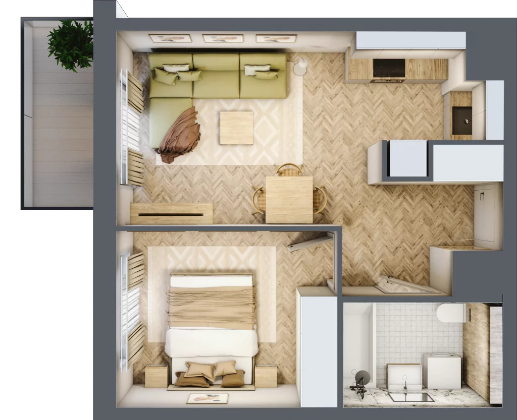 2 pokoje, mieszkanie 37,34 m², piętro 2, oferta nr C.P2.65, Mirabelki 5, Warszawa, Białołęka, Brzeziny, ul. Mirabelki 5