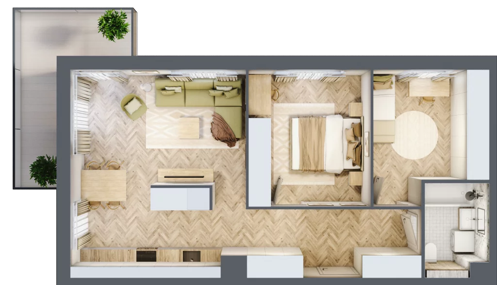 3 pokoje, mieszkanie 62,06 m², piętro 2, oferta nr C.P2.67, Mirabelki 5, Warszawa, Białołęka, Brzeziny, ul. Mirabelki 5
