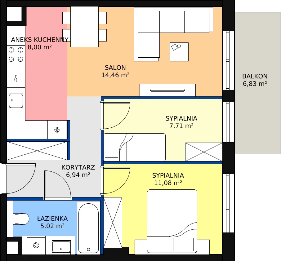Zalety mieszkania 53.21 m², C.P2.73