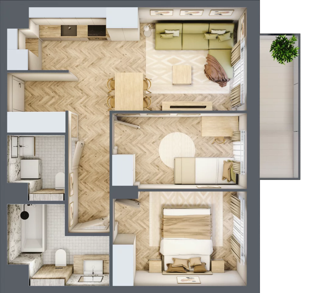 3 pokoje, mieszkanie 53,01 m², piętro 2, oferta nr C.P2.74, Mirabelki 5, Warszawa, Białołęka, Brzeziny, ul. Mirabelki 5