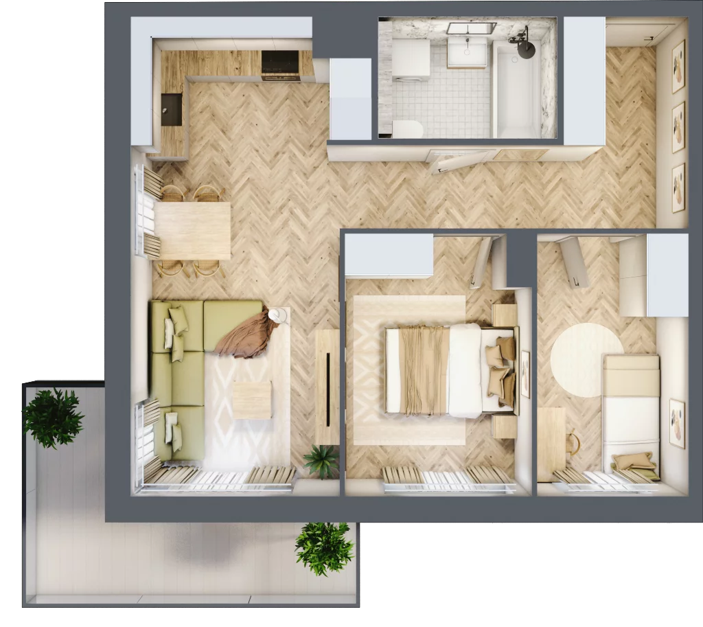 3 pokoje, mieszkanie 53,36 m², piętro 1, oferta nr D.P1.85, Mirabelki 5, Warszawa, Białołęka, Brzeziny, ul. Mirabelki 5